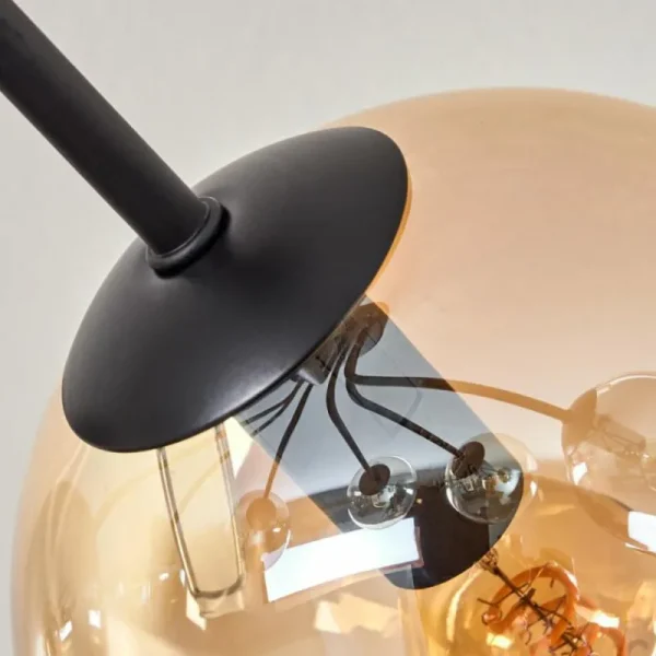 hofstein Plafonnier - Verre 10 cm, 12 cm, 15 cm Gastor Ambre, Fumé, 7 lumières* Lampes Modernes