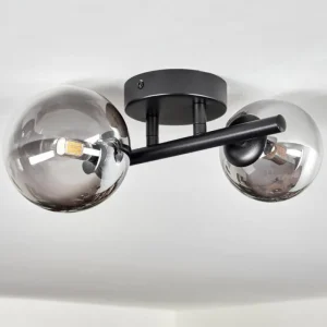 hofstein Plafonnier - Verre 10 cm, 12 cm Chehalis Noir, 2 lumières* Lampes Modernes