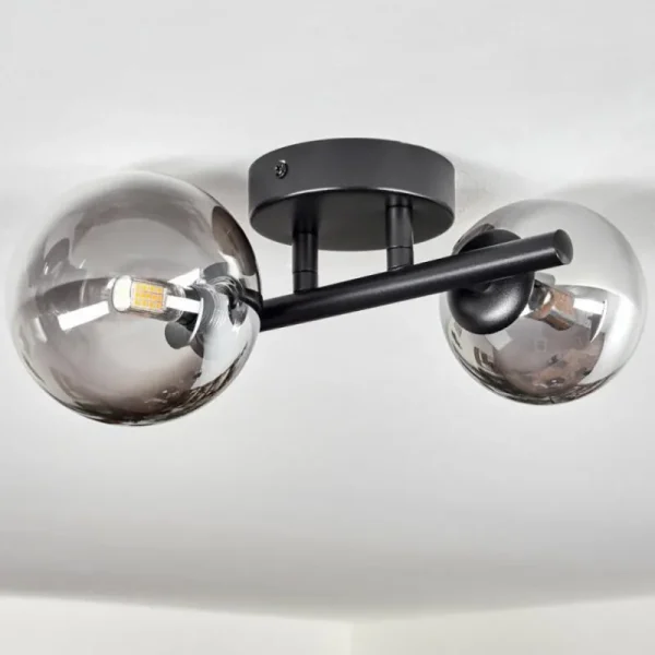 hofstein Plafonnier - Verre 10 cm, 12 cm Chehalis Noir, 2 lumières* Lampes Modernes