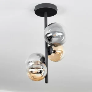 hofstein Plafonnier - Verre 10 cm, 12 cm Chehalis Ambre, Clair, Fumé, 4 lumières* Lampes Modernes