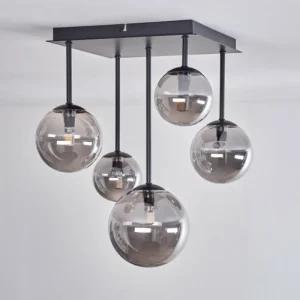 hofstein Plafonnier - Verre 10 cm, 12 cm, 15 cm Chehalis Fumé, 5 lumières* Lampes Modernes