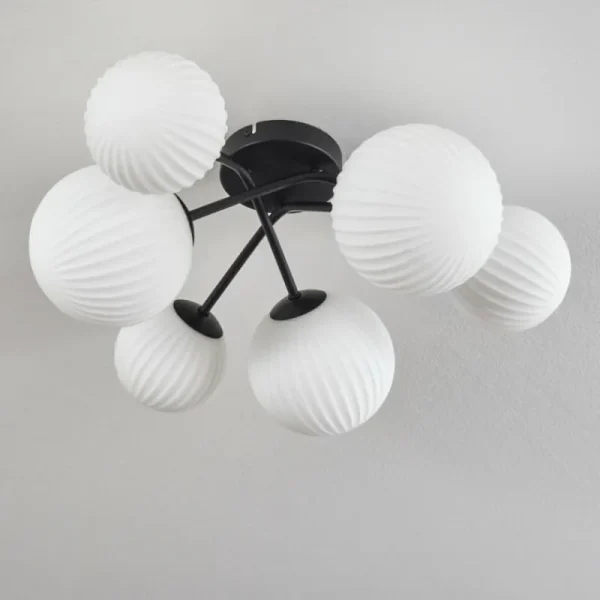 hofstein Plafonnier - Verre 12 cm, 15 cm Chehalis Blanc, 6 lumières* Lampes Modernes