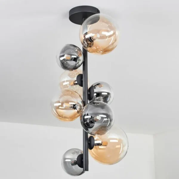 hofstein Plafonnier - Verre 10 cm, 12 cm, 15 cm Chehalis Ambre, Clair, Fumé, 8 lumières* Lampes Modernes
