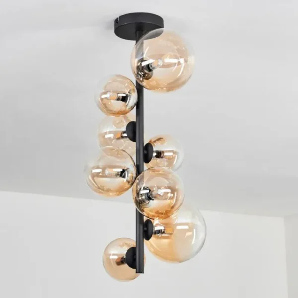 hofstein Plafonnier - Verre 10 cm, 12 cm, 15 cm Chehalis Ambre, Clair, 8 lumières* Lampes En Verre