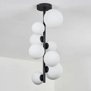hofstein Plafonnier - Verre 10 cm, 12 cm, 15 cm Chehalis Blanc, 8 lumières* Lampes En Verre