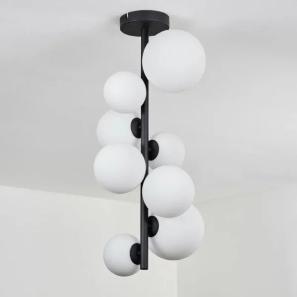 hofstein Plafonnier - Verre 10 cm, 12 cm, 15 cm Chehalis Blanc, 8 lumières* Lampes En Verre