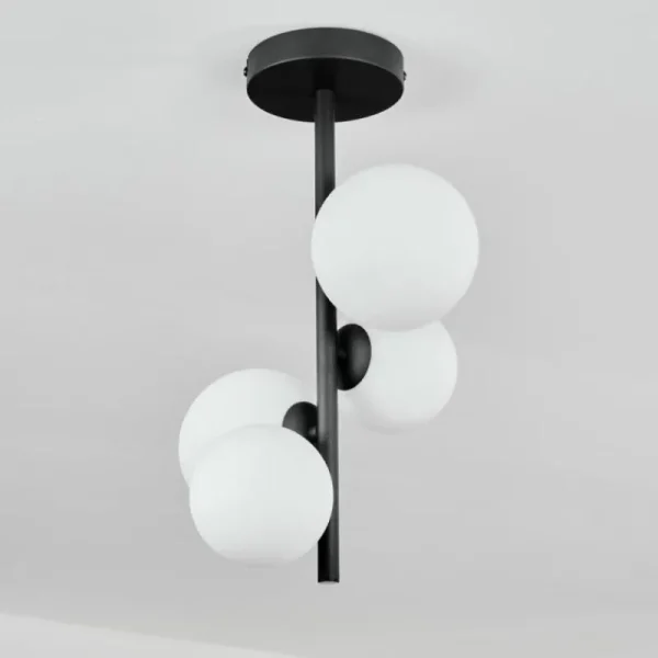 hofstein Plafonnier - Verre 10 cm, 12 cm Chehalis Blanc, 4 lumières* Lampes En Verre