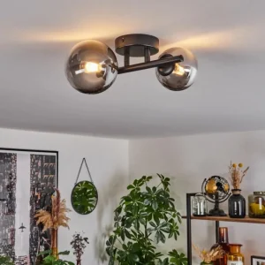 hofstein Plafonnier - Verre 10 cm, 12 cm Chehalis Noir, 2 lumières* Lampes Modernes