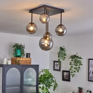 hofstein Plafonnier - Verre 10 cm, 12 cm, 15 cm Chehalis Fumé, 5 lumières* Lampes Modernes