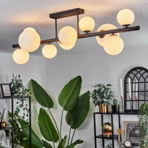 hofstein Plafonnier - Verre 10 cm, 12 cm, 15 cm Chehalis Blanc, 10 lumières* Lampes Modernes