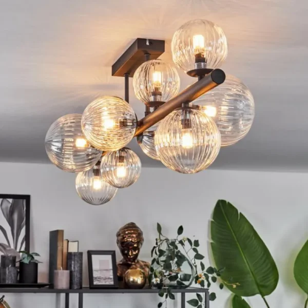 hofstein Plafonnier - Verre 10 cm, 12 cm, 15 cm Chehalis Clair, 10 lumières* Lampes Modernes