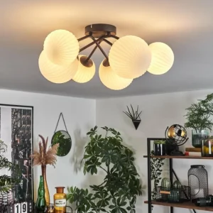 hofstein Plafonnier - Verre 12 cm, 15 cm Chehalis Blanc, 6 lumières* Lampes Modernes