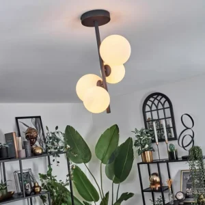 hofstein Plafonnier - Verre 10 cm, 12 cm Chehalis Blanc, 4 lumières* Lampes En Verre