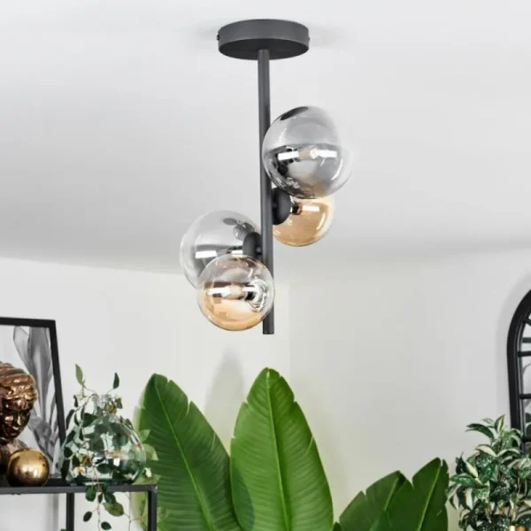 hofstein Plafonnier - Verre 10 cm, 12 cm Chehalis Ambre, Clair, Fumé, 4 lumières* Lampes Modernes