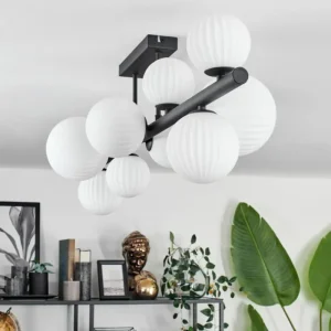 hofstein Plafonnier - Verre 10 cm, 12 cm, 15 cm Chehalis Blanc, 10 lumières* Lampes Modernes