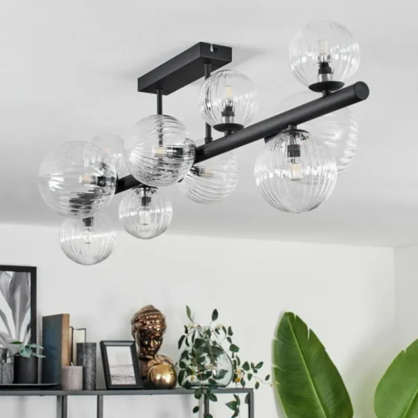hofstein Plafonnier - Verre 10 cm, 12 cm, 15 cm Chehalis Clair, 10 lumières* Lampes Modernes