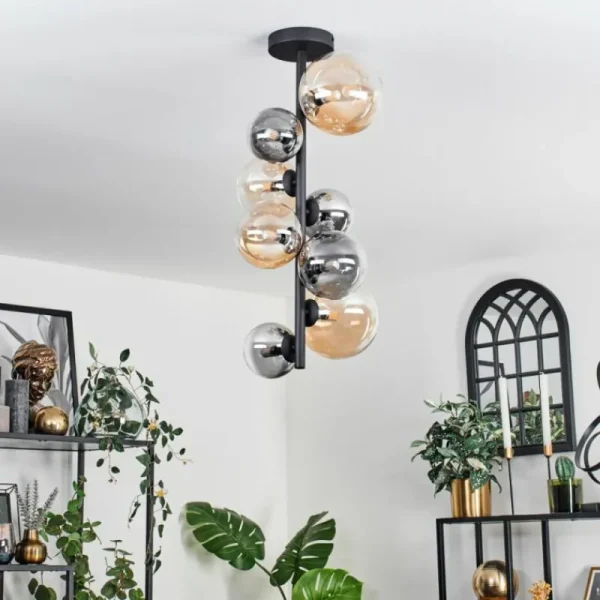 hofstein Plafonnier - Verre 10 cm, 12 cm, 15 cm Chehalis Ambre, Clair, Fumé, 8 lumières* Lampes Modernes