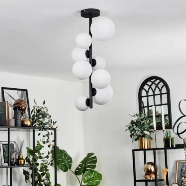 hofstein Plafonnier - Verre 10 cm, 12 cm, 15 cm Chehalis Blanc, 8 lumières* Lampes En Verre