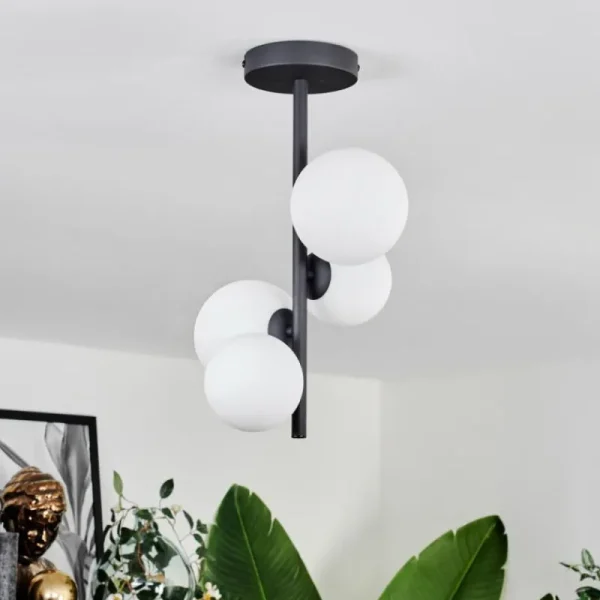 hofstein Plafonnier - Verre 10 cm, 12 cm Chehalis Blanc, 4 lumières* Lampes En Verre