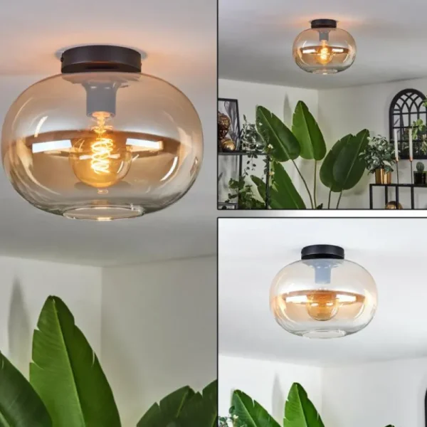 hofstein Plafonnier - Verre 30 cm Apedo Ambre, Clair, 1 lumière* Lampes En Verre
