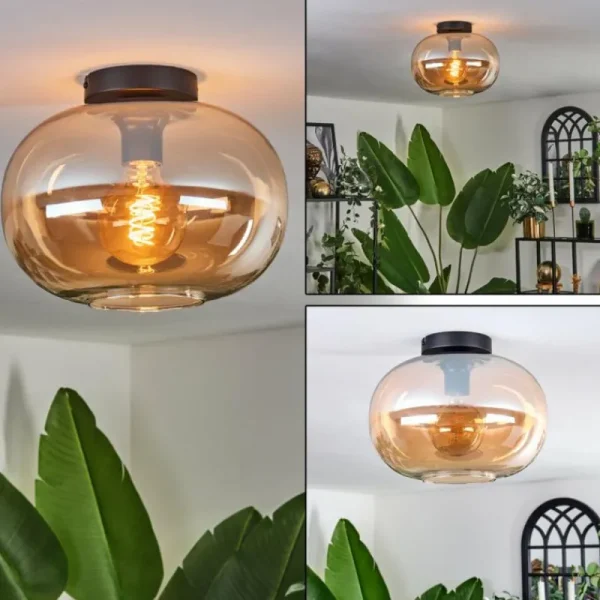hofstein Plafonnier - Verre 30 cm Apedo Ambre, 1 lumière* Lampes En Verre