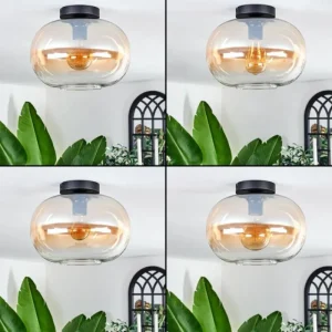 hofstein Plafonnier - Verre 30 cm Apedo Ambre, Clair, 1 lumière* Lampes En Verre