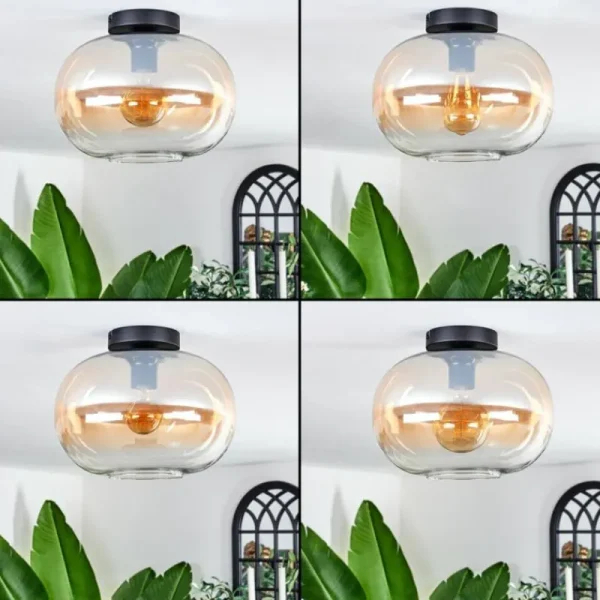 hofstein Plafonnier - Verre 30 cm Apedo Ambre, Clair, 1 lumière* Lampes En Verre
