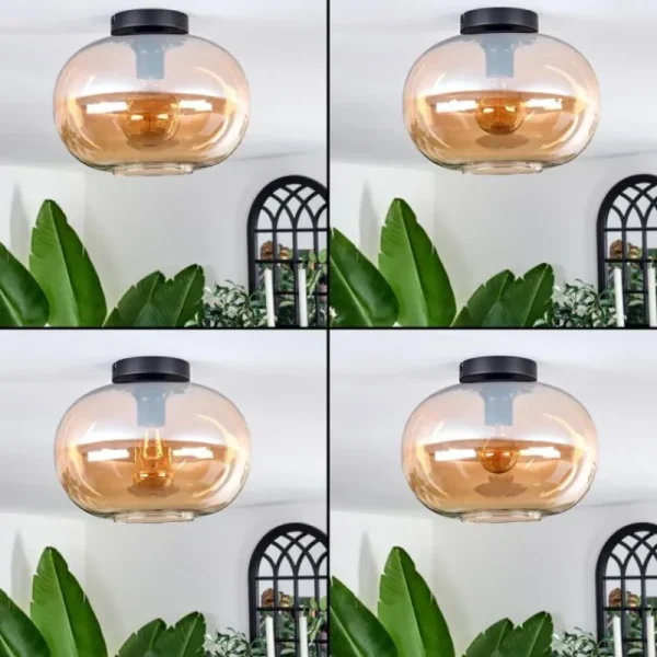 hofstein Plafonnier - Verre 30 cm Apedo Ambre, 1 lumière* Lampes En Verre