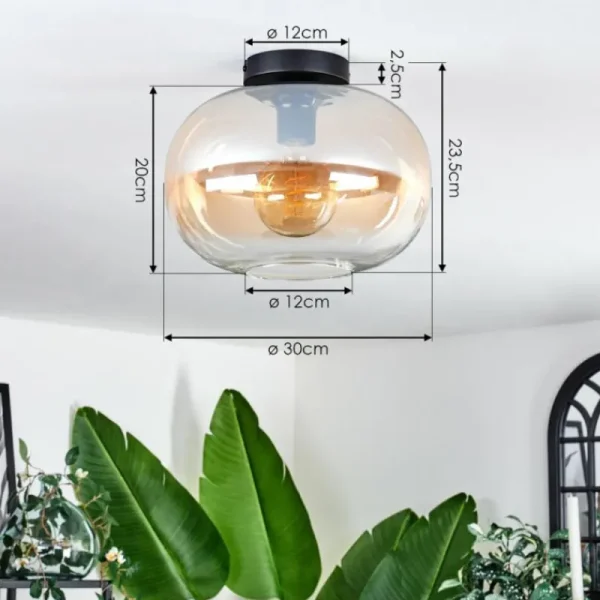 hofstein Plafonnier - Verre 30 cm Apedo Ambre, Clair, 1 lumière* Lampes En Verre