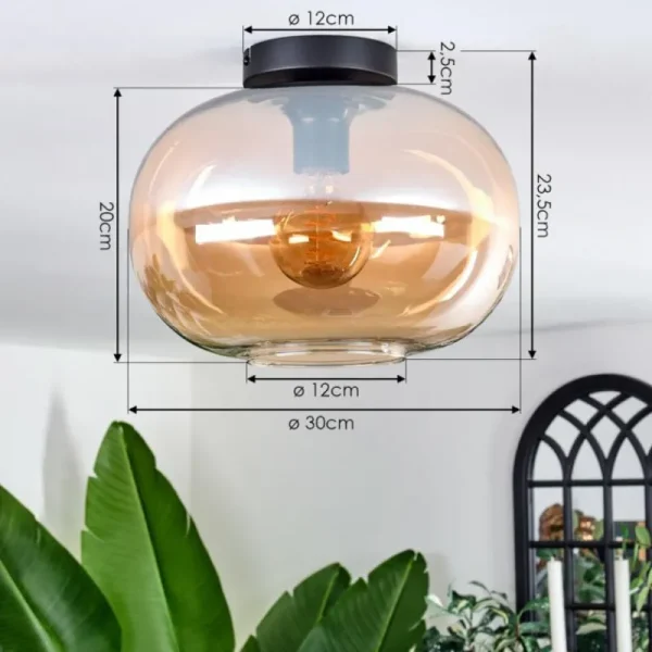 hofstein Plafonnier - Verre 30 cm Apedo Ambre, 1 lumière* Lampes En Verre