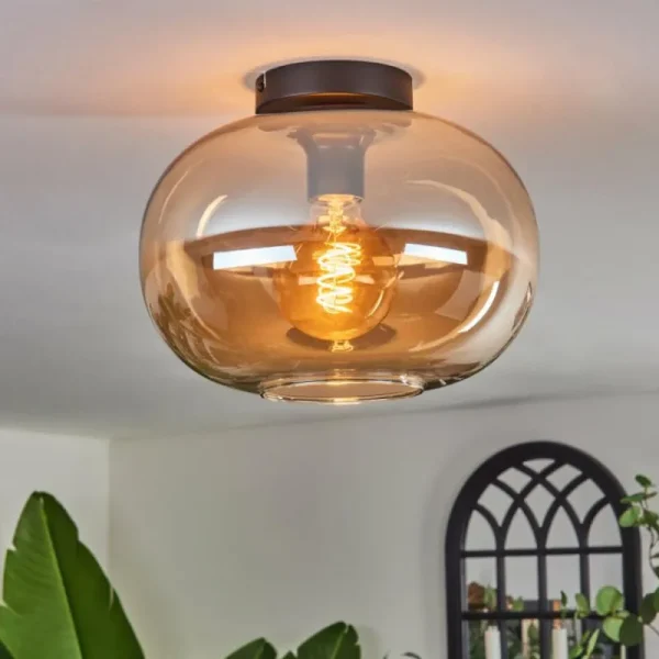 hofstein Plafonnier - Verre 30 cm Apedo Ambre, 1 lumière* Lampes En Verre