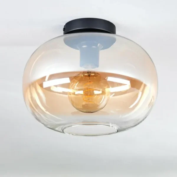 hofstein Plafonnier - Verre 30 cm Apedo Ambre, Clair, 1 lumière* Lampes En Verre