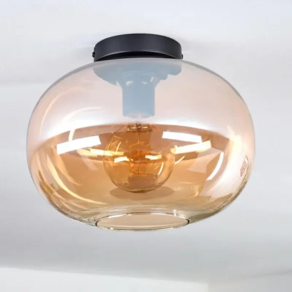 hofstein Plafonnier - Verre 30 cm Apedo Ambre, 1 lumière* Lampes En Verre