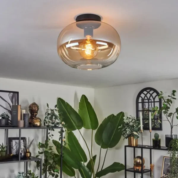 hofstein Plafonnier - Verre 30 cm Apedo Ambre, Clair, 1 lumière* Lampes En Verre