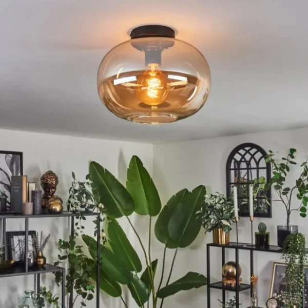 hofstein Plafonnier - Verre 30 cm Apedo Ambre, 1 lumière* Lampes En Verre