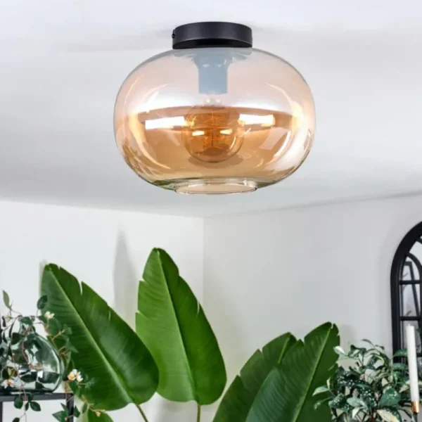 hofstein Plafonnier - Verre 30 cm Apedo Ambre, 1 lumière* Lampes En Verre