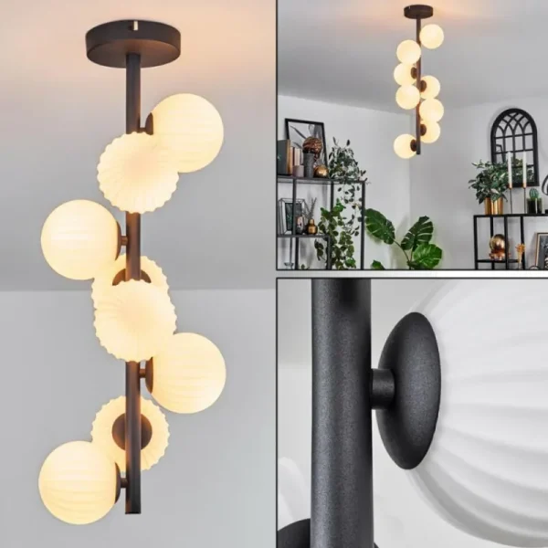 hofstein Plafonnier - Verre 10 cm Chehalis Blanc, 8 lumières* Lampes Modernes
