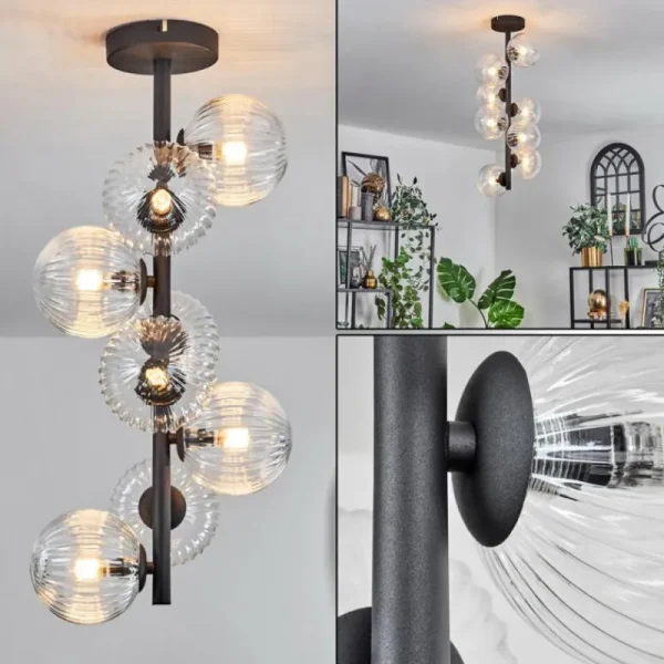 hofstein Plafonnier - Verre 12 cm Chehalis Clair, 8 lumières* Lampes Modernes