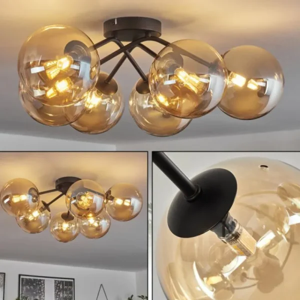 hofstein Plafonnier - Verre 15 cm Chehalis Ambre, 6 lumières* Lampes En Verre