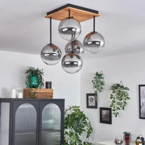 hofstein Plafonnier - Verre 15 cm Chehalis Écru, Noir, 5 lumières* Lampes Modernes