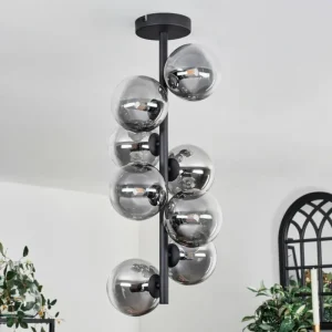 hofstein Plafonnier - Verre 12 cm Chehalis Clair, Fumé, 8 lumières* Lampes Modernes