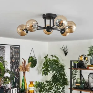 hofstein Plafonnier - Verre 10 cm Chehalis Ambre, 6 lumières* Lampes Modernes