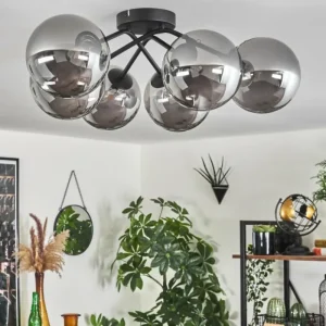 hofstein Plafonnier - Verre 15 cm Chehalis Fumé, 6 lumières* Lampes Modernes