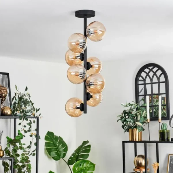 hofstein Plafonnier - Verre 12 cm Chehalis Ambre, 8 lumières* Lampes Modernes