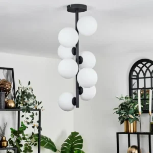 hofstein Plafonnier - Verre 12 cm Chehalis Blanc, 8 lumières* Lampes En Verre