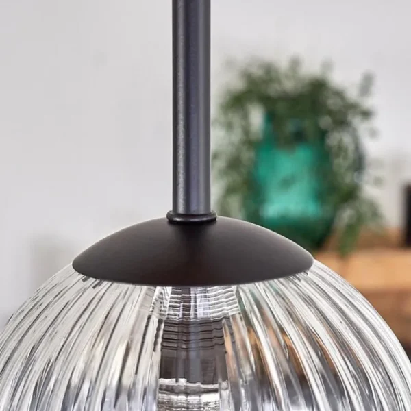 hofstein Plafonnier - Verre 12 cm Chehalis Écru, Noir, 5 lumières* Lampes Modernes