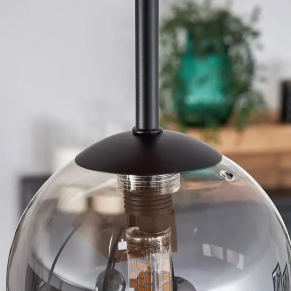 hofstein Plafonnier - Verre 12 cm Chehalis Écru, Noir, 5 lumières* Lampes Modernes