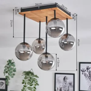 hofstein Plafonnier - Verre 12 cm Chehalis Écru, Noir, 5 lumières* Lampes Modernes
