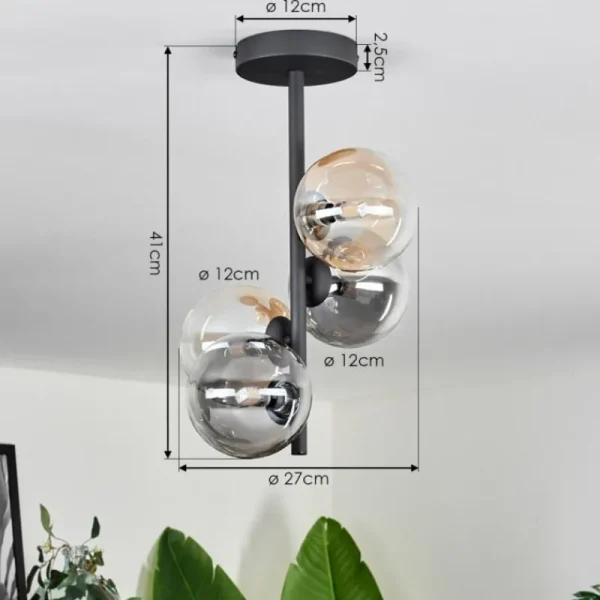 hofstein Plafonnier - Verre 12 cm Chehalis Ambre, Clair, Fumé, 4 lumières* Lampes Modernes