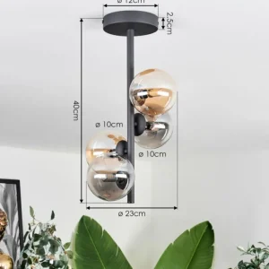 hofstein Plafonnier - Verre 10 cm Chehalis Ambre, Fumé, 4 lumières* Lampes Modernes